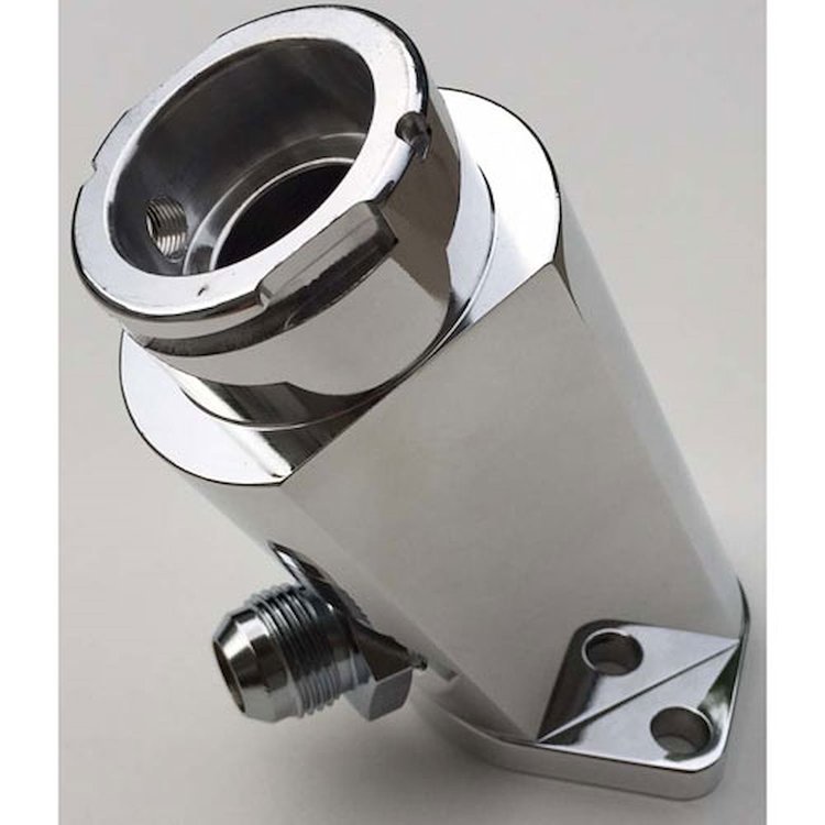 3300-001P Water Filler Neck Expansion Tank for Small and Big Block Chevy [Black Powder-Coated Finish]