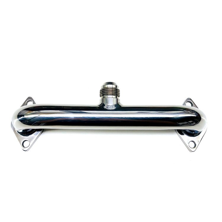 3390-016P Stainless Water Crossover -16 AN [Polished, BBC, Top Fitting]