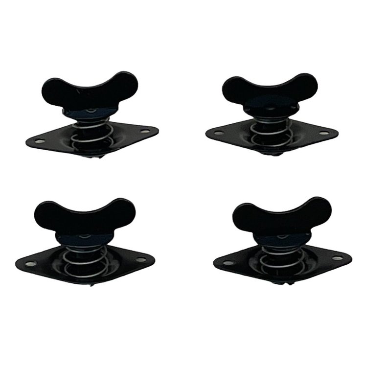 4004-500E-WB Quarter Turn Self Eject Fastener [Butterfly Winged Head, Steel, Black, 7/16 in. Dia. X 0.500 in. Grip, Set of 4]
