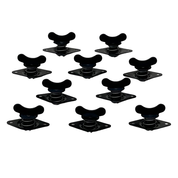 4010-500E-WB Quarter Turn Self Eject Fastener [Butterfly Winged Head, Steel, Black, 7/16 in. Dia. X 0.500 in. Grip, Set of 10]