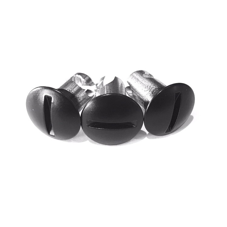4410-450D-B Quarter Turn Quick Fastener [Slotted, Dome, Black, 0.400 in. Diameter X 0.450 in. Grip, Set of 10]