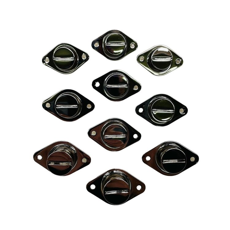 4410-500E-C Quarter Turn Self Eject Fastener [Large Slot Head, Steel, Chrome, 7/16 in. Diameter X 0.500 in. Grip, Set of 10]