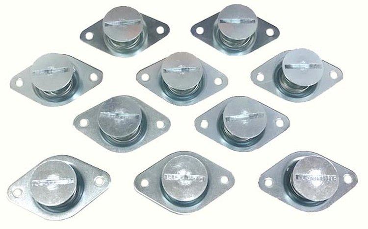 Self-Ejecting Quarter-Turn DZUS Button Fasteners Slotted Head, 7/16 in. Diameter x .600 in. Grip - Cadmium-Plated Steel Finish