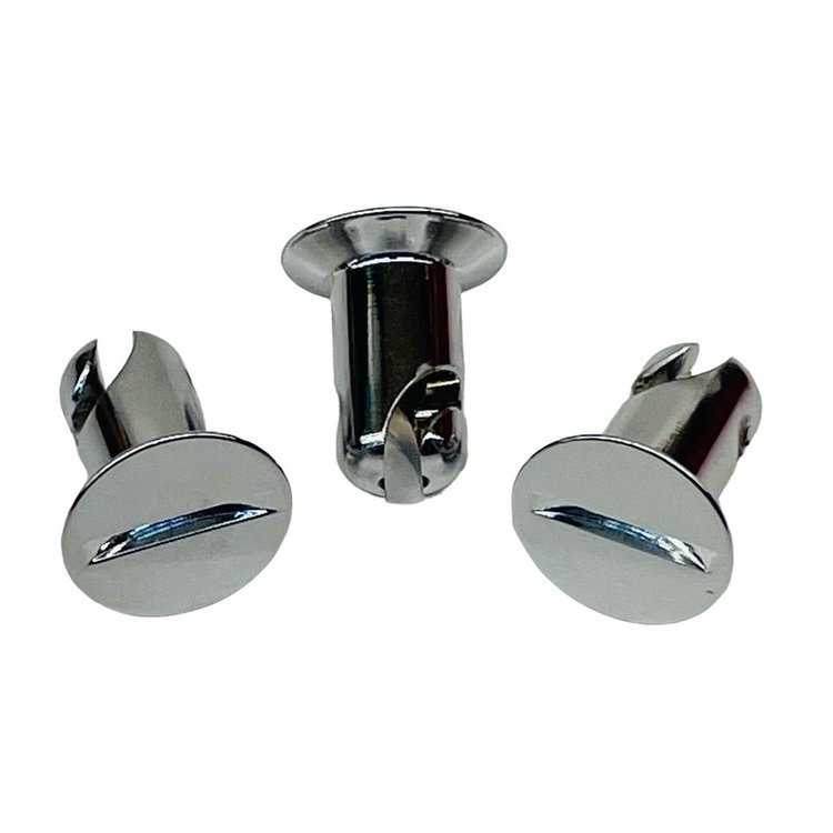 4450-400F-C Quarter Turn Quick Fastener [Slotted, Flat, Chrome, 0.400 in. Diameter X 0.400 in. Grip, Set of 50]