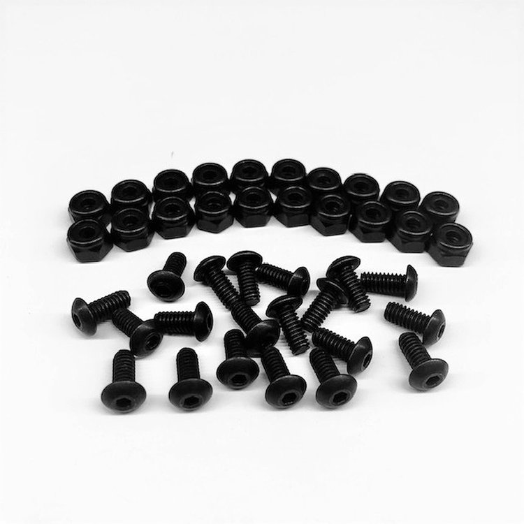 4520-8500B Dragster Windshield Mounting Bolt Kit [Black, With Nuts, Set of 20, #8, 1/2 in. Long]