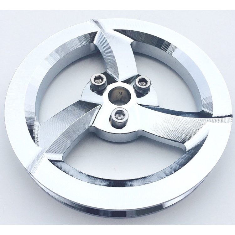 5" 3-Blade V-Belt Vacuum Pump Pulley Chrome
