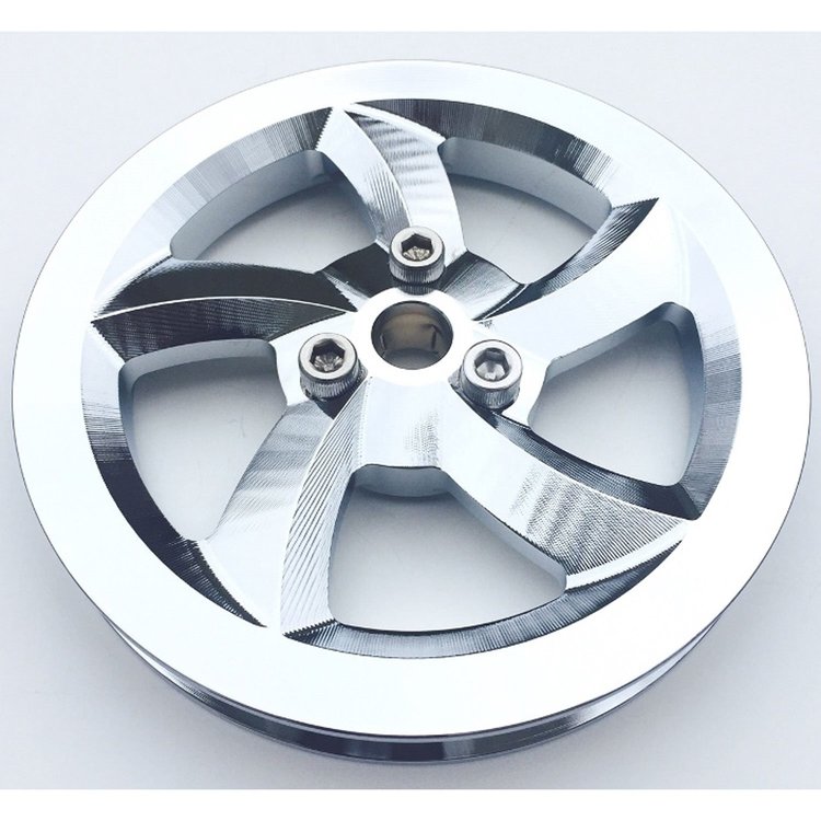 5" 5-Blade V-Belt Vacuum Pump Pulley Chrome