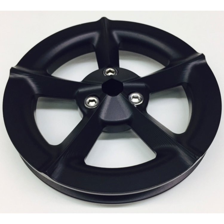 5" 5-Blade Propeller Cut V-Belt Vacuum Pump Pulley Black