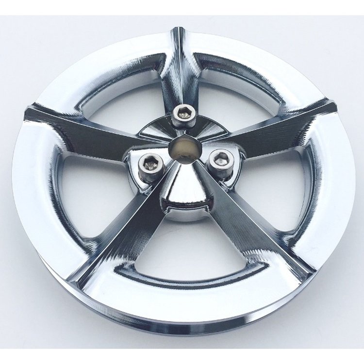 5" 5-Blade Propeller Cut V-Belt Vacuum Pump Pulley Chrome