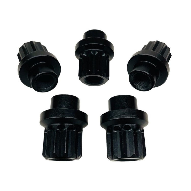 7205-500B Billet Aluminum 12 Pt Lug Nuts [1/2 in. Short Shank, Solid Black, Set of 5]