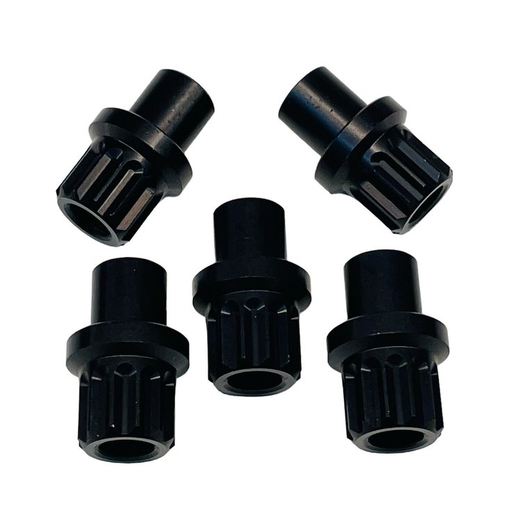 7305-437B Billet Aluminum 12 Pt Lug Nuts [7/16 in. Long Shank, Solid Black, Set of 5]