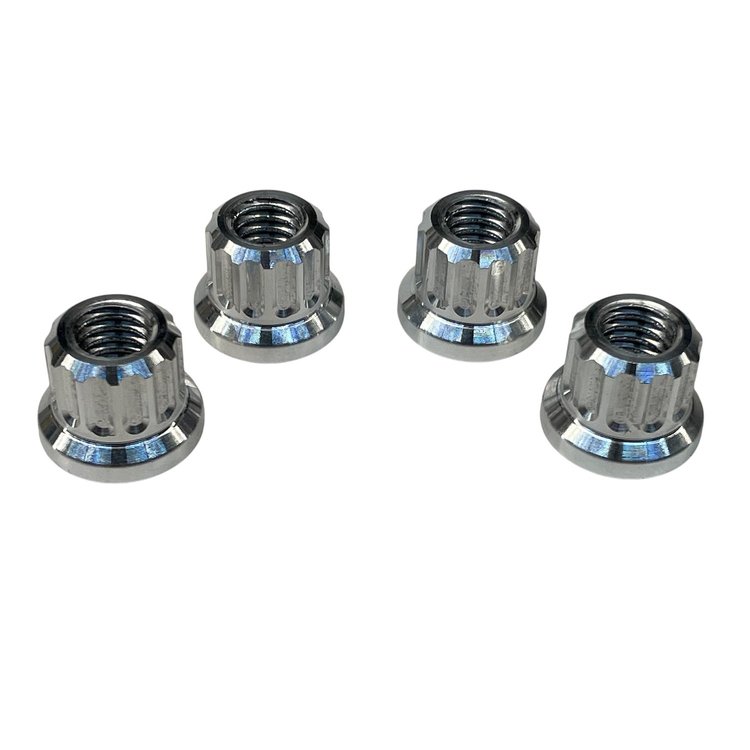 7505-313P-F Carburetor Nuts [12-Point, 5/16 in.-24, Billet Aluminum, Polished, Set of 4]