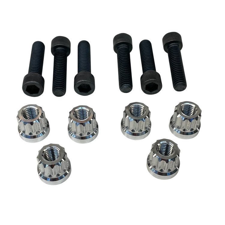 7505-375P Junior Dragster Lug Nuts [12-Point, 3/8 in.-16, Billet Aluminum, Polished, Includes Bolts, Set of 6]