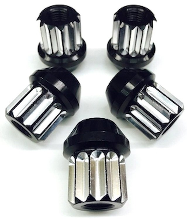 Wheel Lug Nuts 1/2" Black Machined Finish