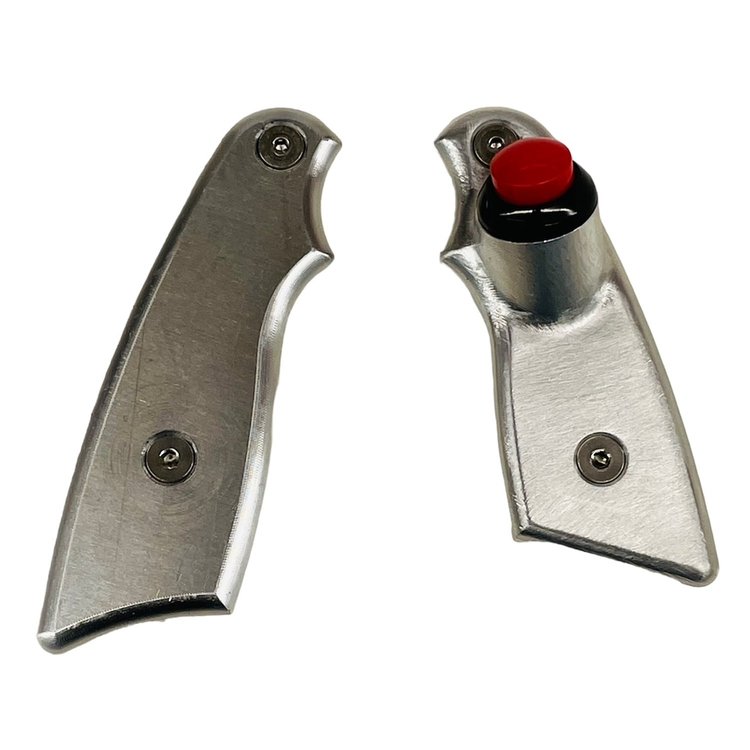 8000-03RW-RED Titan Ultra PG2 Shifter Line Lock Grips [With Button, Billet Raw, Red Button]