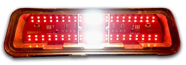 6-Panel Sequential LED Taillight Kit for 1969 Pontiac Firebird [Red LED w/ White LED Reverse]