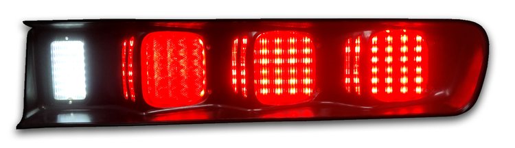 2-Panel Sequential LED Taillight Kit for 1971-1972 Dodge Charger R/T, 500 and Rallye [Red LED w/ White LED Reverse]