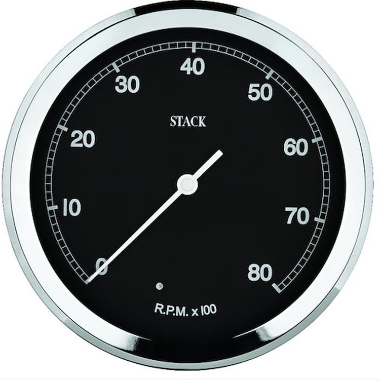 TACHOMETER CLASSIC 125MM BLACK 0-8K RPM
