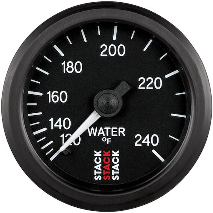 GAUGE WATER TEMP MECHANICAL 52MM BLACK 120-240F 1/2 NPT M