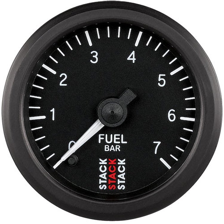 GAUGE FUEL PRESS PRO STEPPER MOTOR 52MM BLK 0-7 BAR M10 MALE