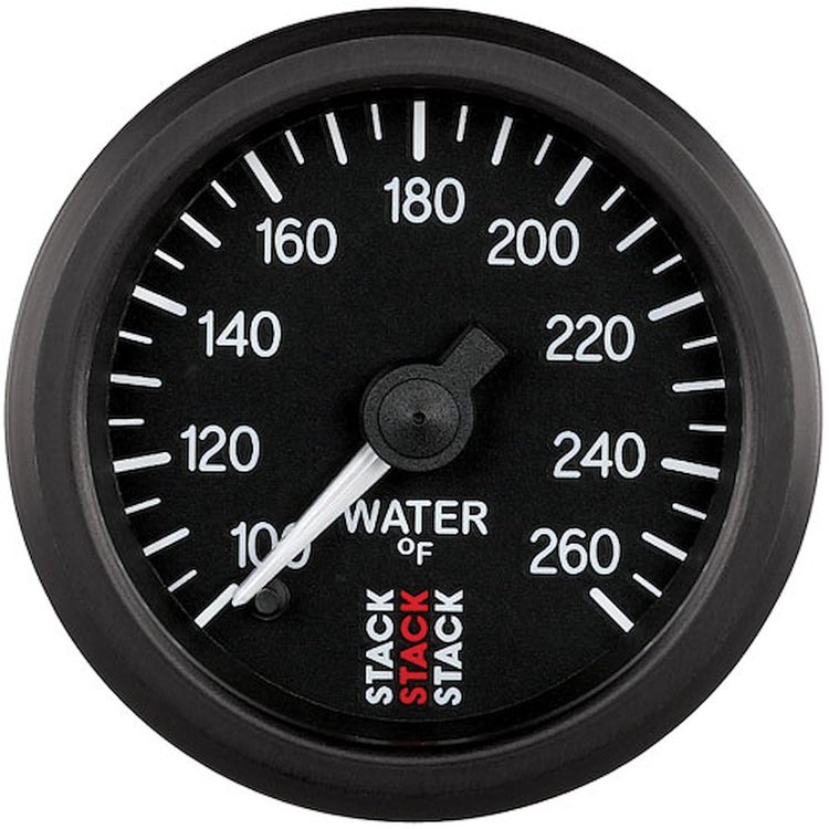 GAUGE WATER TEMP PRO STEPPER MOTOR 52MM BLK 100-260F 1/8 NPTF MALE