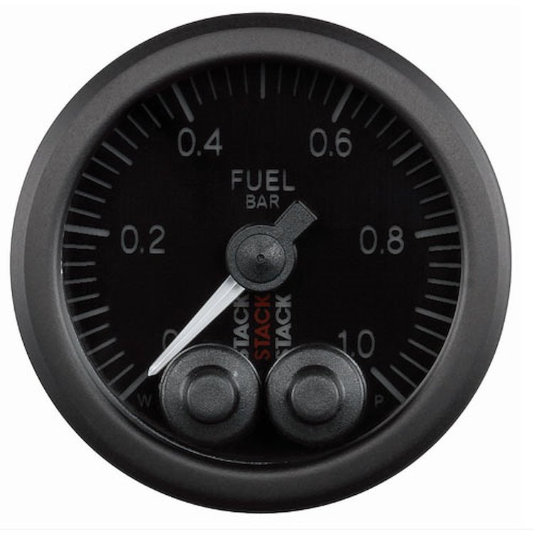 GAUGE FUEL PRESS PRO-CONTROL 52MM BLK 0-1 BAR M10 MALE