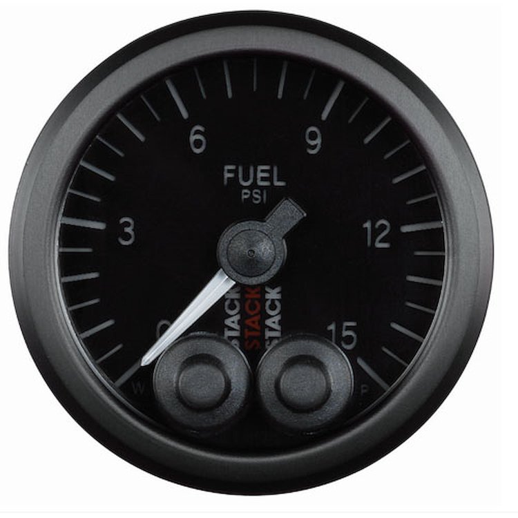 GAUGE FUEL PRESS PRO-CONTROL 52MM BLK 0-15PSI 1/8 NPTF MALE