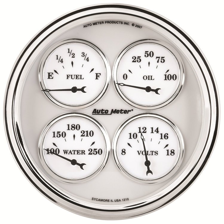 Old Tyme White II Quad Gauge 5" Electrical