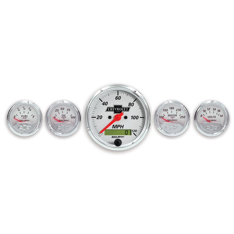 Officially Licensed GM "Vintage" 5-Gauge Kit 3-1/8" Electrical Speedometer (120 mph)
