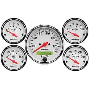 Arctic White 5-Gauge Kit 3-1/8" Electrical Speedometer (190 kph)