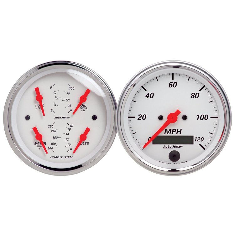 Arctic White Quad Gauge Kit 3-3/8" Electrical