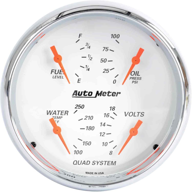 Arctic White Quad Gauge With MCX Bezel 5" Electrical