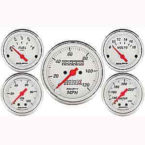 Arctic White 5-Gauge Kit 3-1/8" Mechanical Speedometer (120 mph)