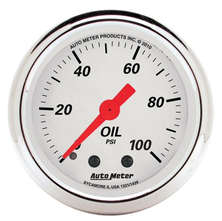 Arctic White Oil Pressure Gauge 2-1/16" Mechanical (Full Sweep)