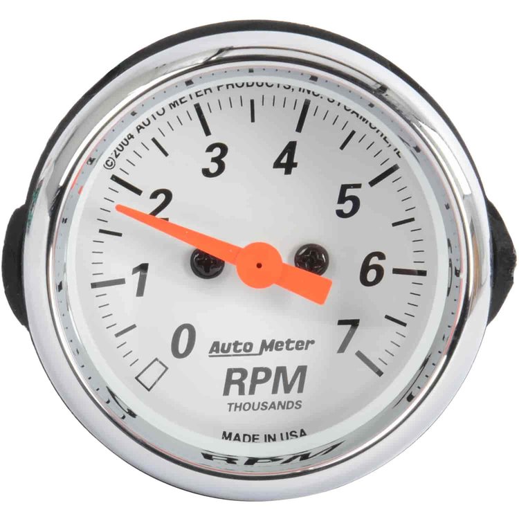 Arctic White Tachometer With MCX Bezel 2-1/16" Electrical