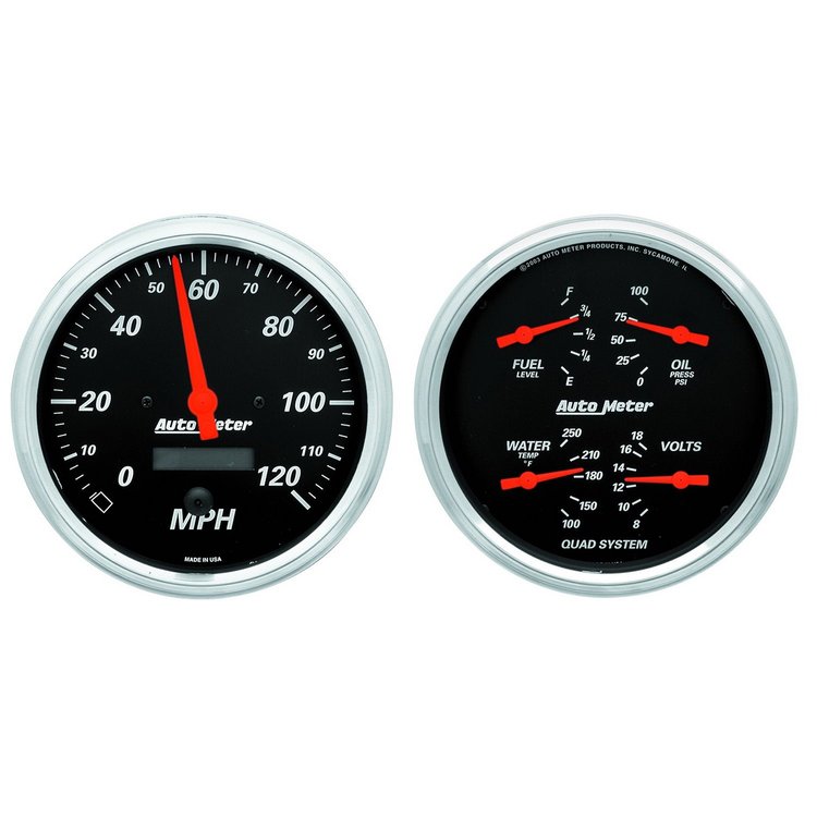 Designer Black Quad Gauge Kit 5" Electrical