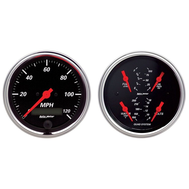 Designer Black Quad Gauge Kit 3-3/8" Electrical