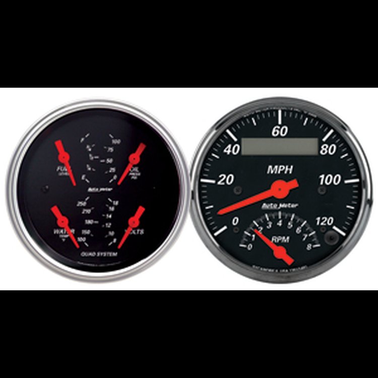 Designer Black Quad Gauge Kit 3-3/8" Electrical
