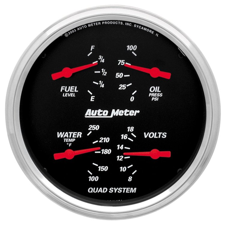 Designer Black Quad Gauge 5" Electrical