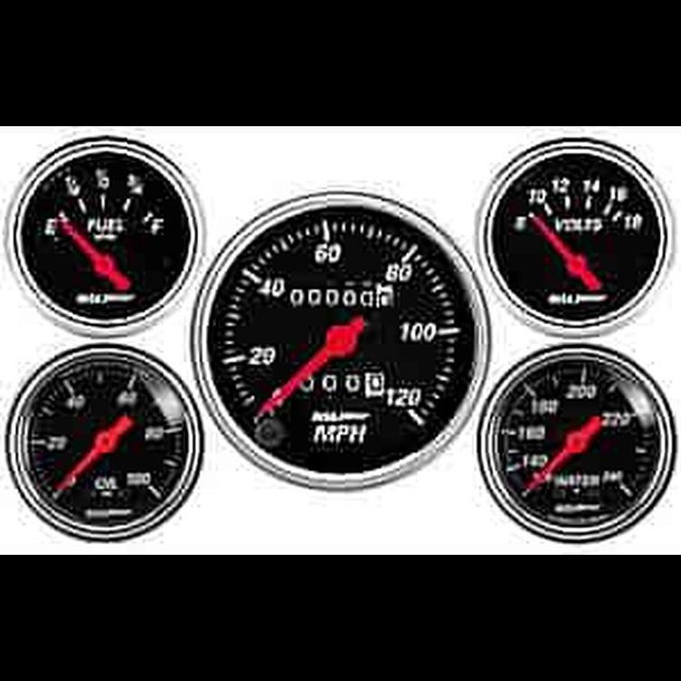 Designer Black 5-Gauge Kit 3-1/8" Mechanical Speedometer (120 mph)