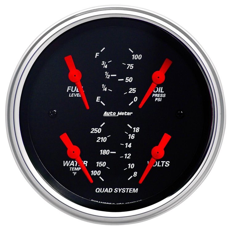 Designer Black Quad Gauge 3-3/8" Electrical