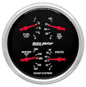 Designer Black Quad Gauge 3-3/8" Electrical
