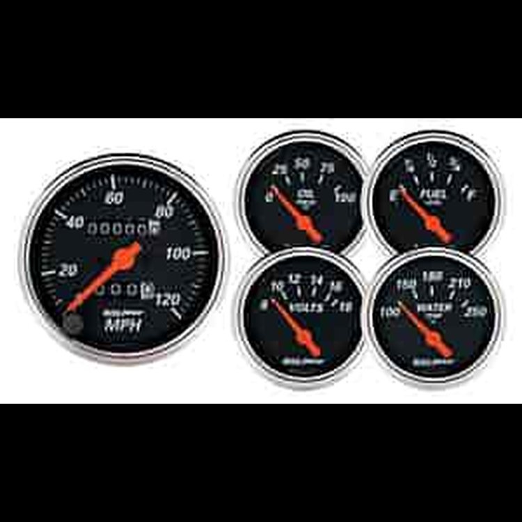 Designer Black 5-Gauge Kit 3-1/8" Mechanical Speedometer (120 mph)