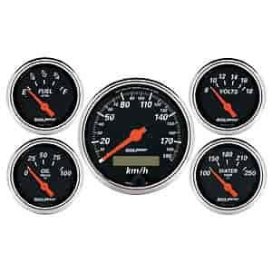 Designer Black 5-Gauge Kit 3-1/8" Electrical Speedometer (190 kph)