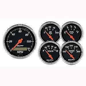 Designer Black 5-Gauge Kit 3-1/8" Electrical Speedometer (120 mph)