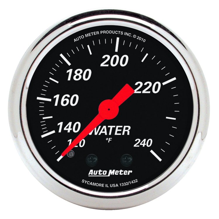 Designer Black Water Temperature Gauge 2-1/16" Mechanical (Full Sweep)