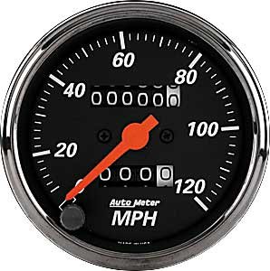 Designer Black Speedometer 3-1/8" Mechanical