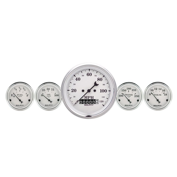 Old Tyme White Quad Gauge Kit 3-3/8" Electrical