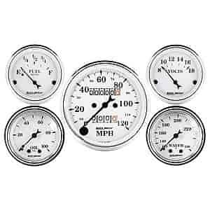 Old Tyme White 5-Gauge Kit 3-1/8" Mechanical Speedometer (120 mph)