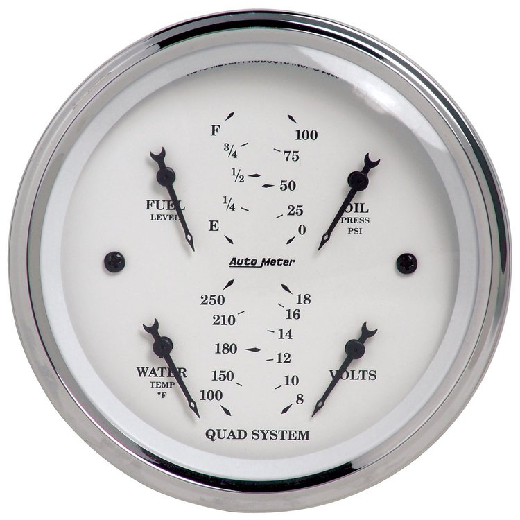 Old Tyme White Quad Gauge 3-3/8" Electrical